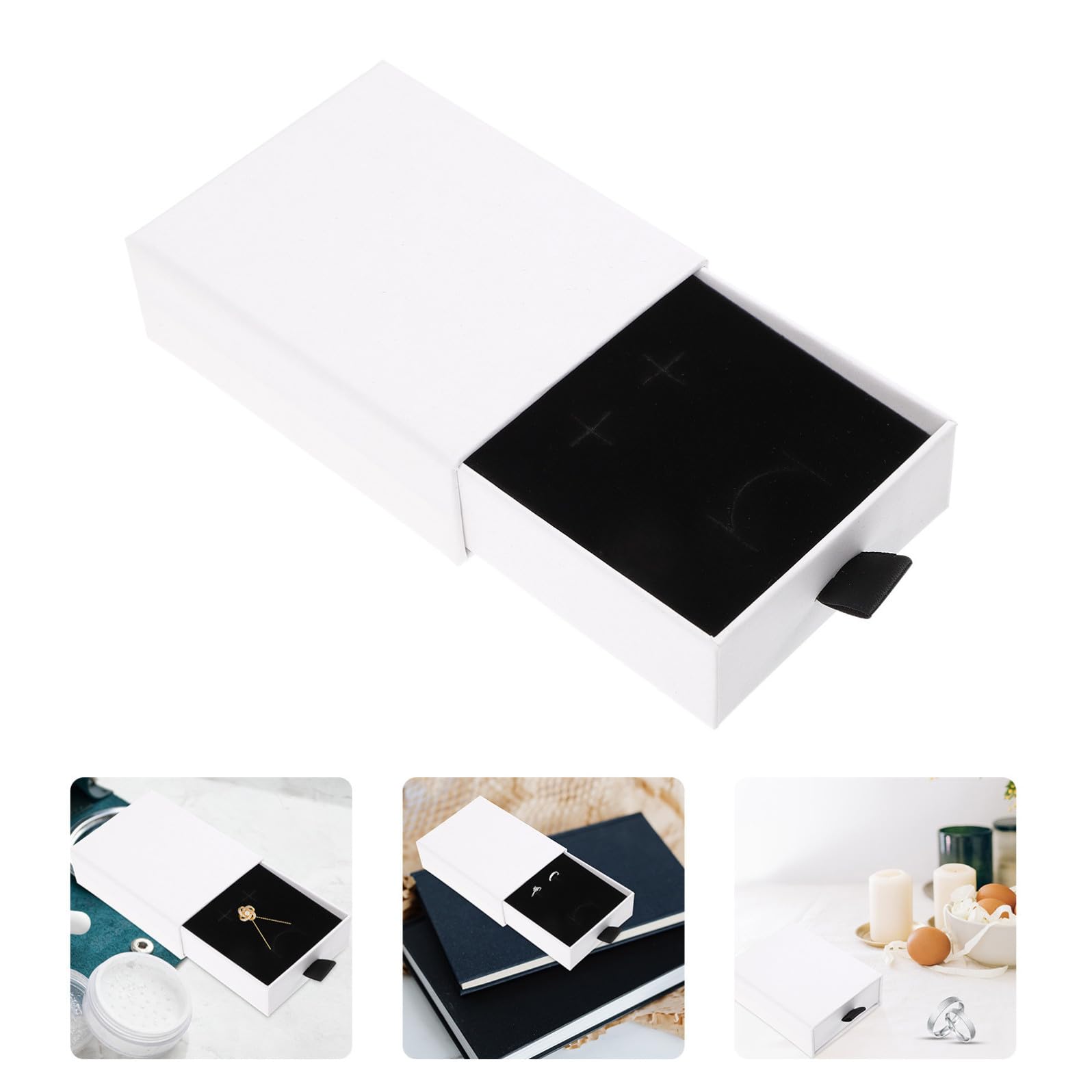 Angoily Scatole Regalo per Gioielli Design a Cassetto, Confezione da 20 Pezzi in Carta Bianca, Organizer Semplice e Funzionale per Anelli, Orecchini e Collane