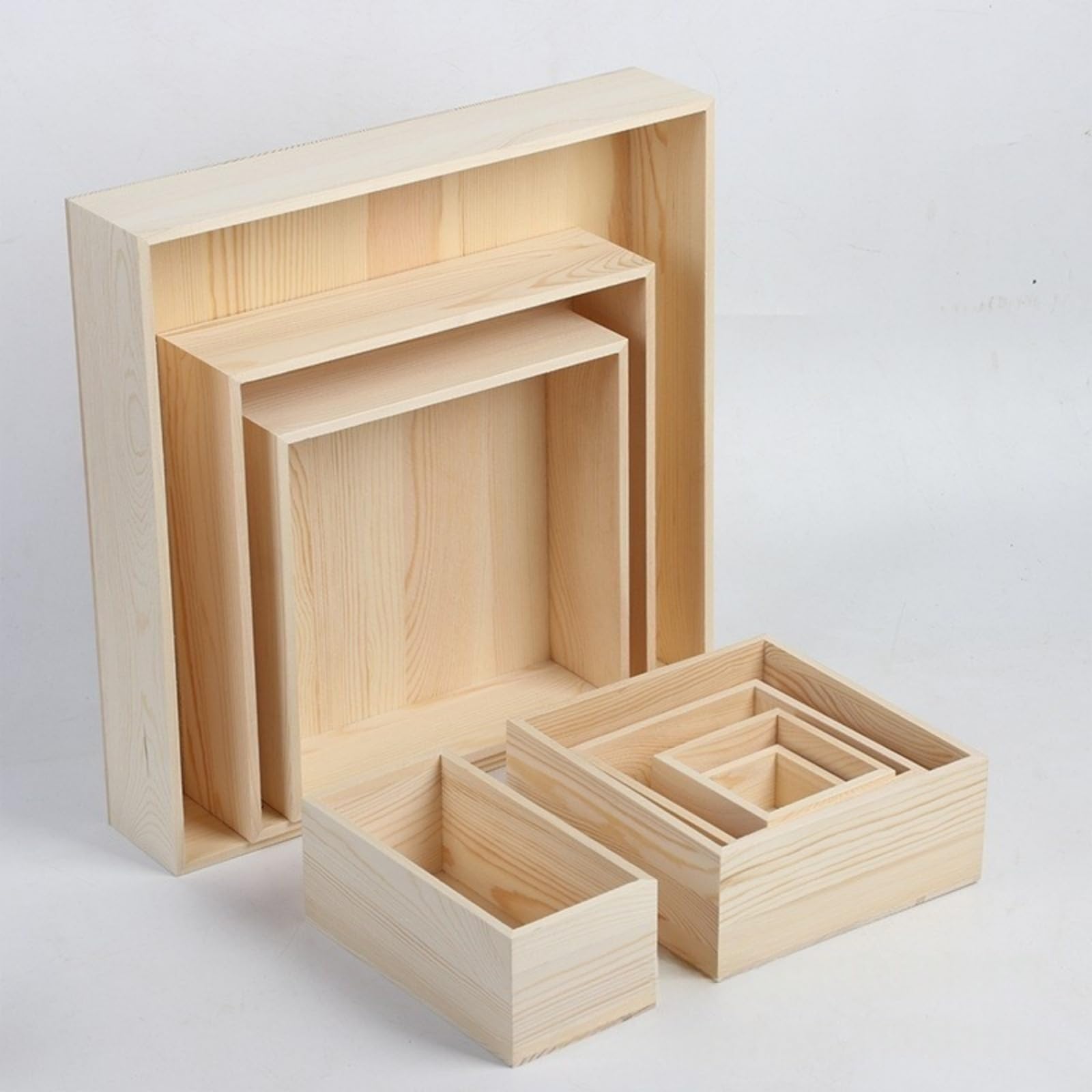 Anktily 1 confezione di scatole portaoggetti rettangolari in legno grezzo, 30 x 20 x 8 cm, contenitore rustico in legno naturale per casa, ufficio e arredamento