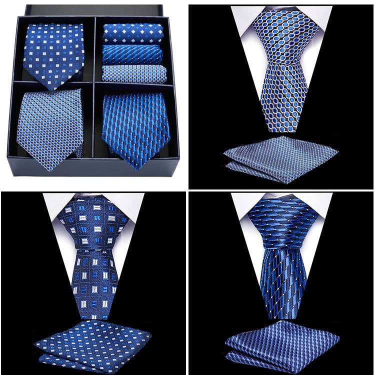 Set de 3 Corbatas de Seda clásicas para hombre con pañuelos miniatura 3