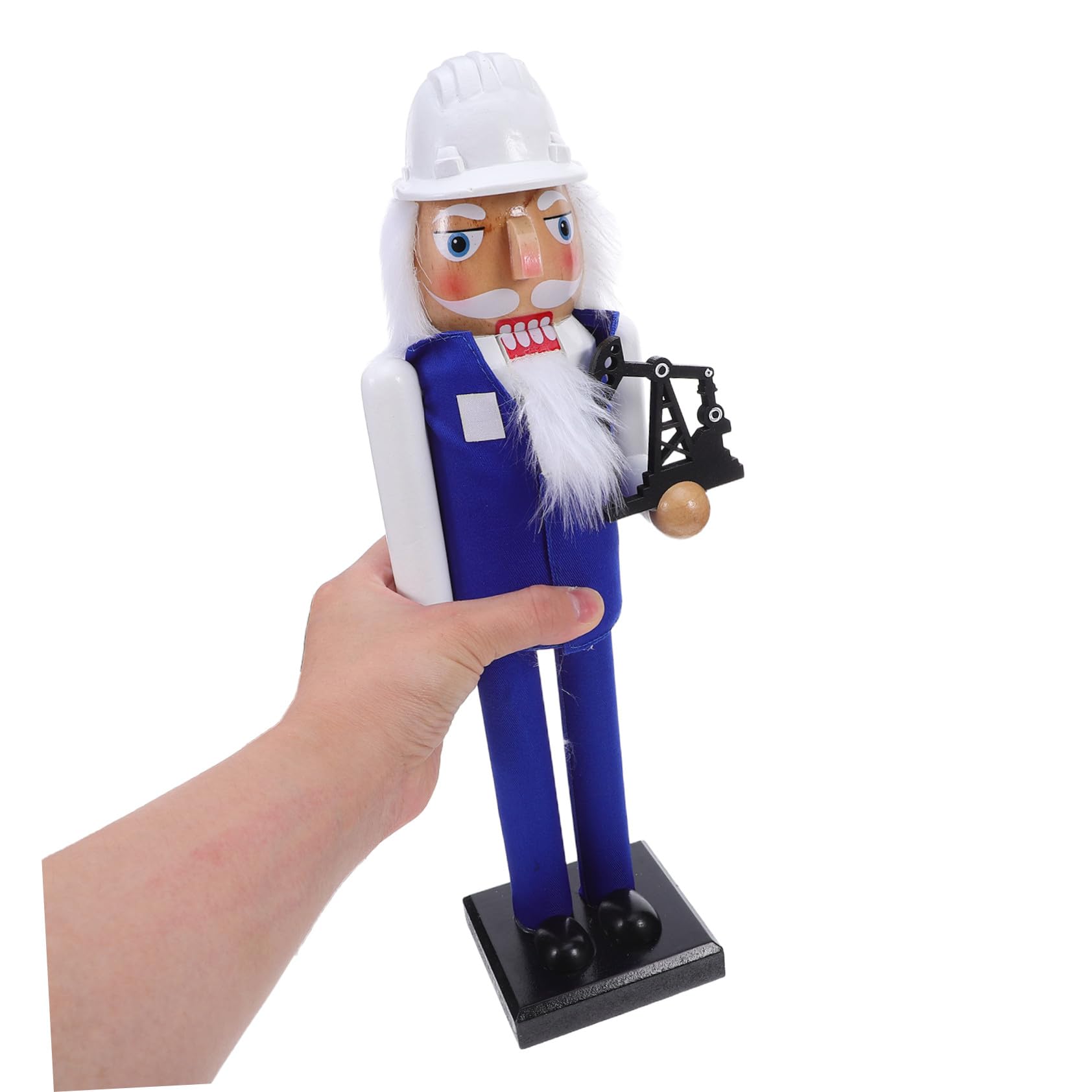 Gatuida Decorazione Ingegnere Schiaccianoci in Legno Blu Pupazzo Soldato Natalizio Statua da Tavolo per Festa di Natale Decorazione da Scrivania Robusto e Stabile