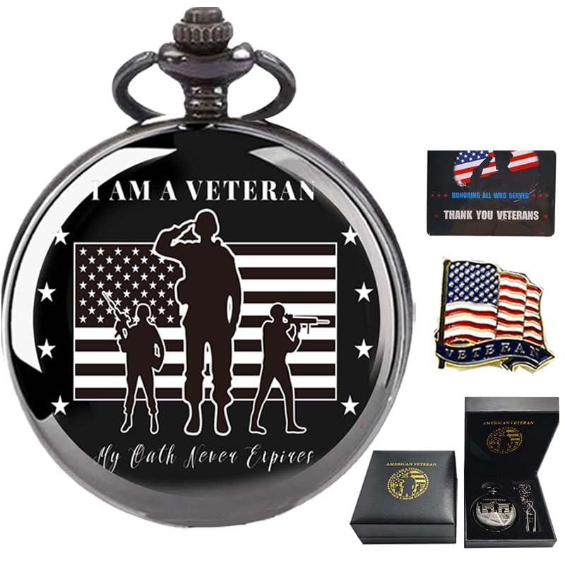 Veteran Gifts, Pocket Watch for Veterans with Military Badge Black Gift Box, Best Veterans Day Gifts Style1-image-24