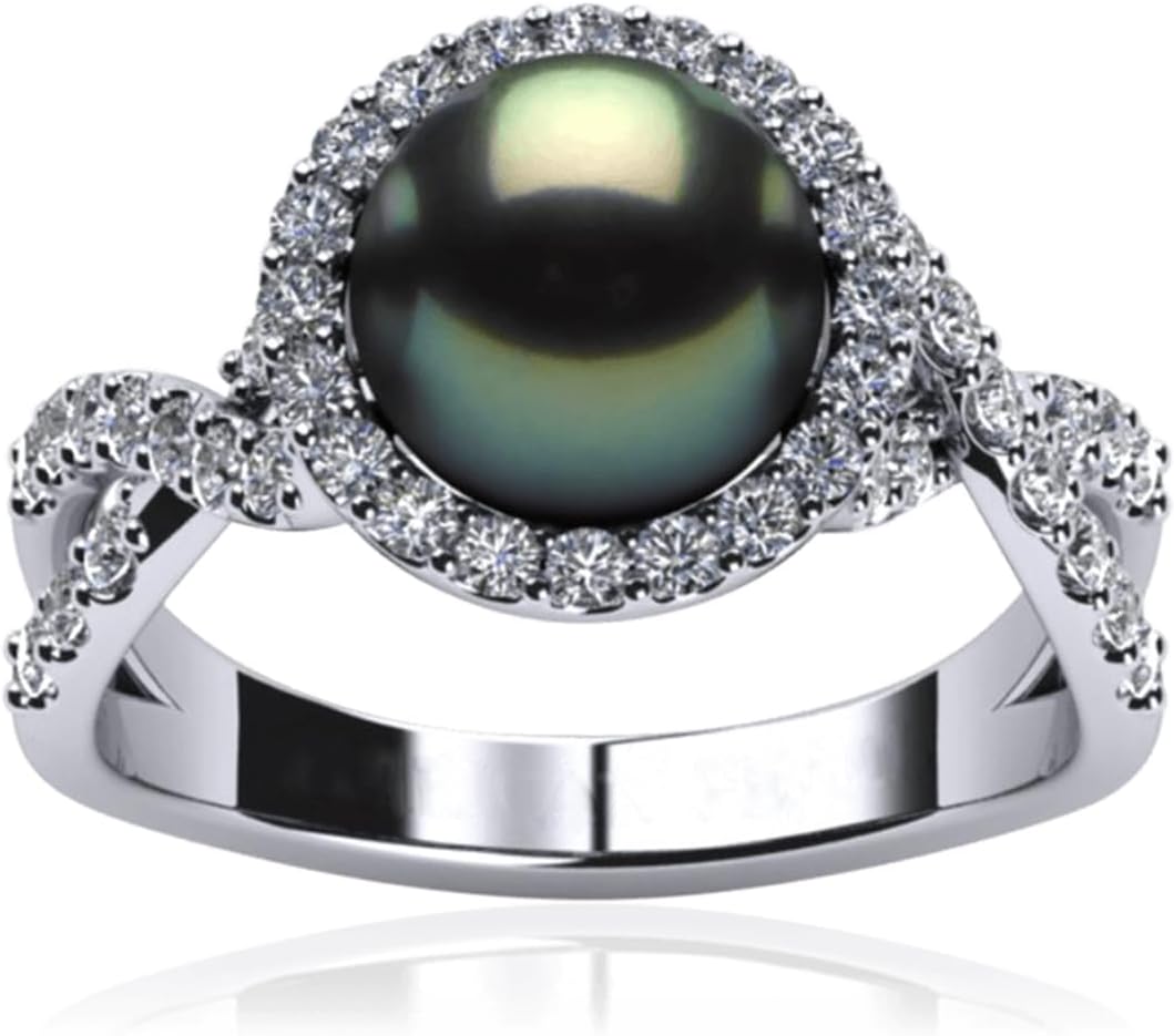 Women Pearl Ring, Infinity Pearl Ring with 10mm Gold Round Pearl 18k Gold Plated Cubic Zirconia Engagement Ring for Women, Size 5-9, Valentine's Day/Mother's Day Jewelry Gift for Her - Image 2