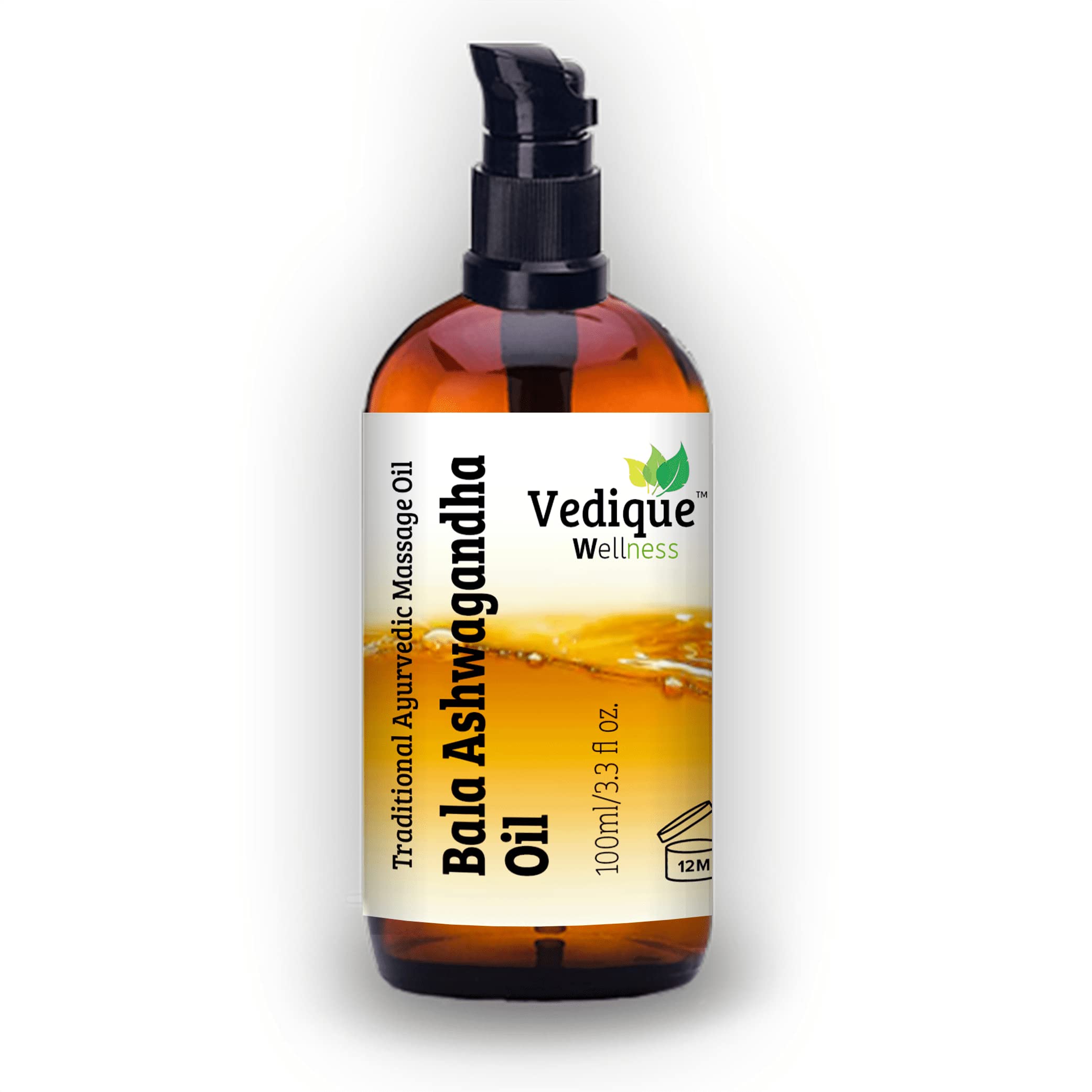 VEDIQUE Remedies Bala Ashwagandha olejek | 500 ml | ponad 15 leczniczych ziół | ajurwedyjski klasyczny olejek do masażu | rewitalizujący, energetyzujący i pielęgnujący | całkowicie naturalny