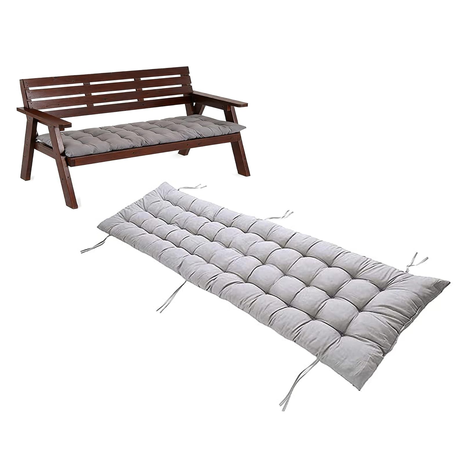 Pongpai Garden Bench Cushion for Indoor Outdoor Furniture, Soft Thick Seat Pad for Bay Window/Sofa/Loveseat, Non-slip, Easy Clean (Gray,48x125cm)
