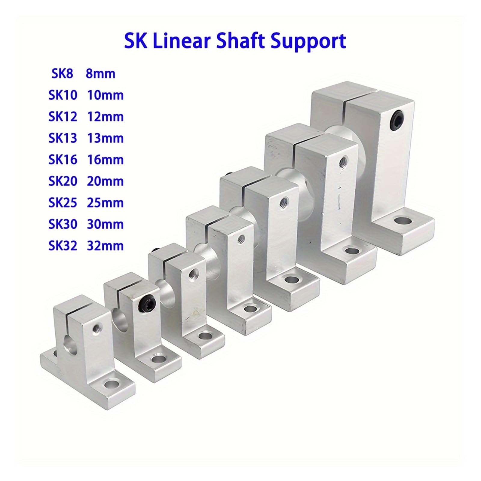 1/4 Stück SK8 Linearlager SK10 SK12 SK16 SK20 SK25 SK30 8 mm Schienenwelle Bewegungsachse Stützhalterung CNC 3D-Drucker(4PCS,SK25 (25mm))