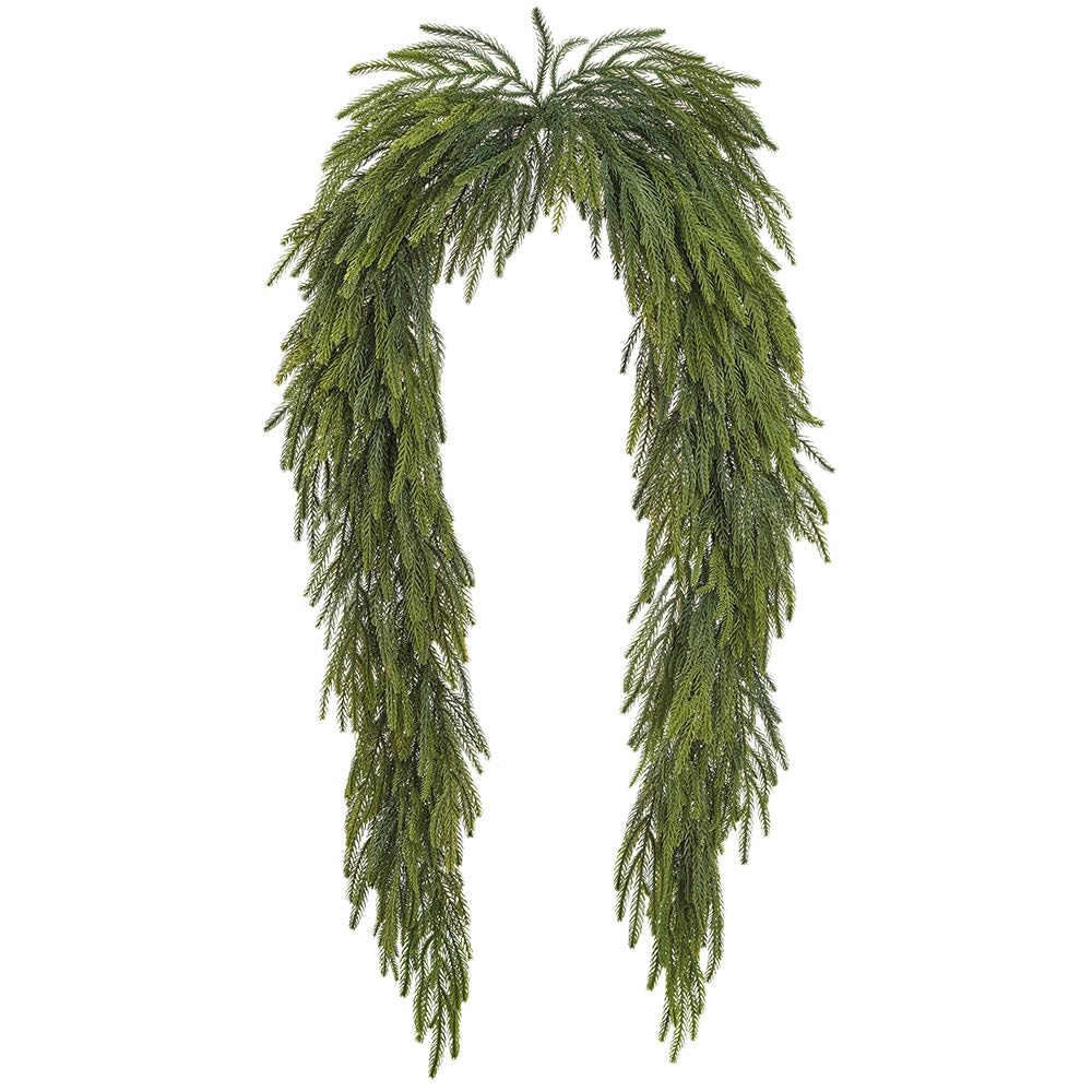 SilksAreForever 8' Wide Artificial Willow Pine Mantel Swag -Green (Pack of 2)