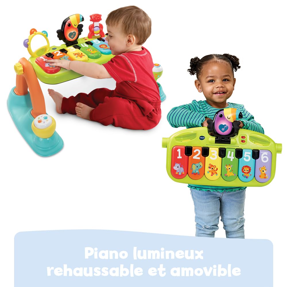 VTech - Tapis Tap Tap Piano Évolutif 5 en 1 - Tapis d'Éveil avec Arche d'Éveil, Piano Bébé Lumineux et Hochets - Jeu Musical et Évolutif - Motricité Bébé - Cadeau de Naissance - Contenu en Français