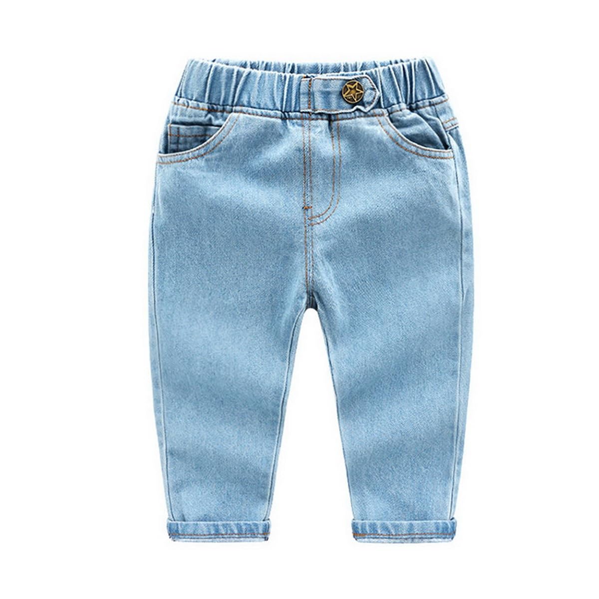 Lot de 2 Jeans pour Bébé Garçon Pantalon en Denim Taille Élastique Jeans Décontracté Pantalon Droit Denim pour Tout-Petits Enfants Garçon 9 Mois-5 Ans Printemps Automne