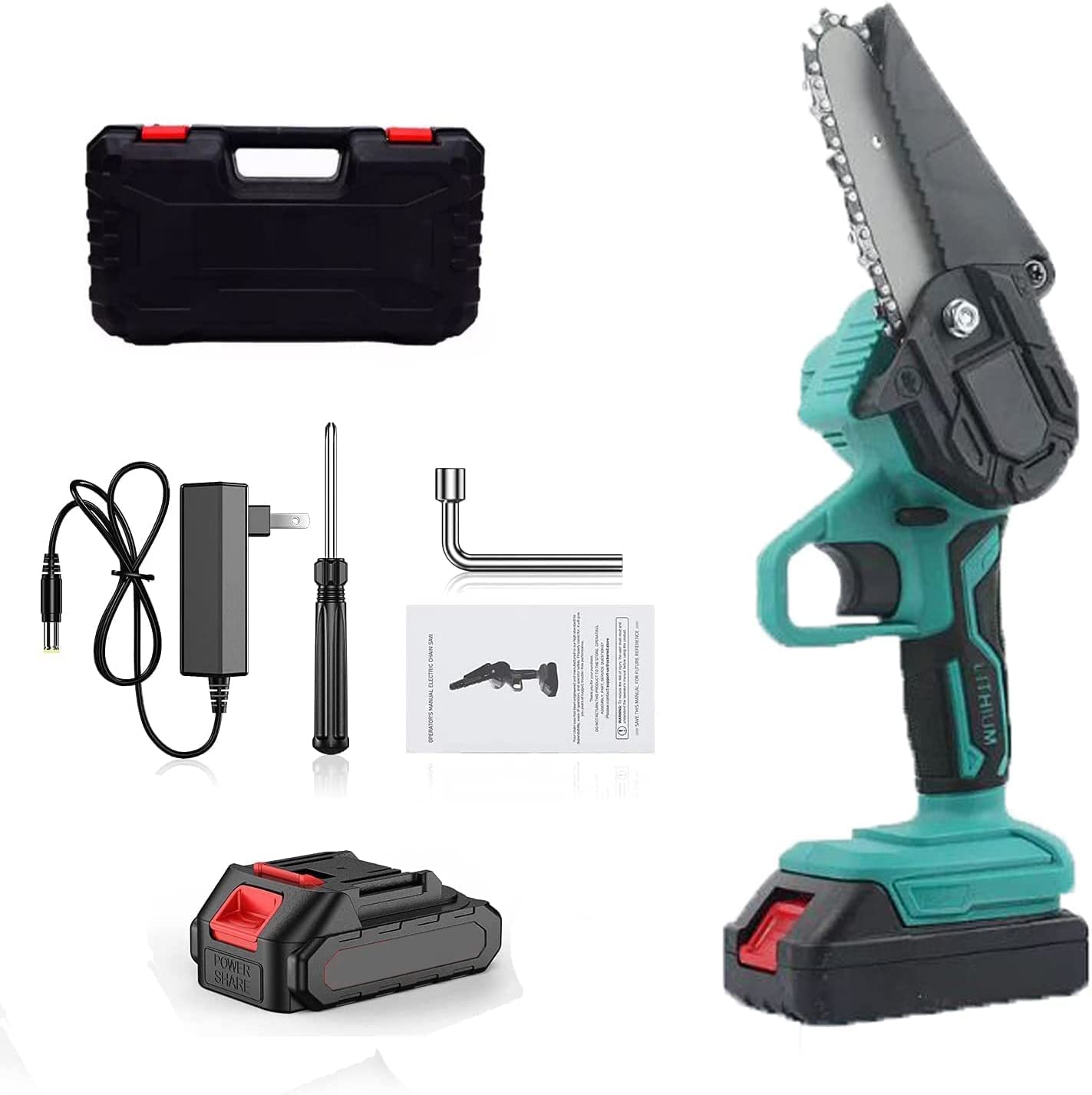 HELLARO 24V Cordless Chainsaw Procut One Hand Lightweight Portable Battery Operated 4inch Mini Chain Saw for Pruning Tree Branch Wood Cuttingn With 2 Pc Li-ion Chargable Batteries with charger