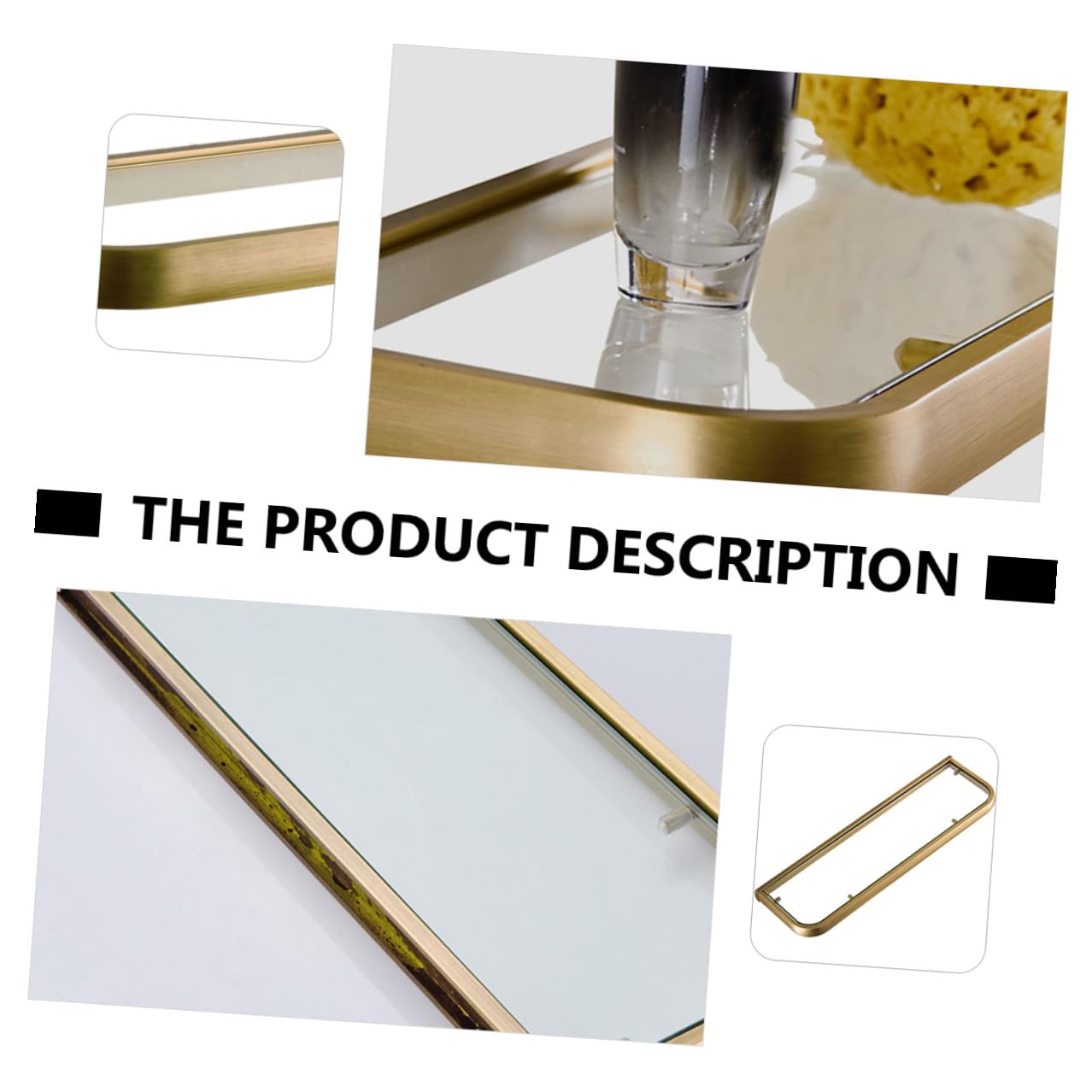 Glas wandregal Badezimmer Minimalistisches Design Messingrahmen Rostfrei Aufbewahrung Ablage für Kosmetik und Badaccessoires