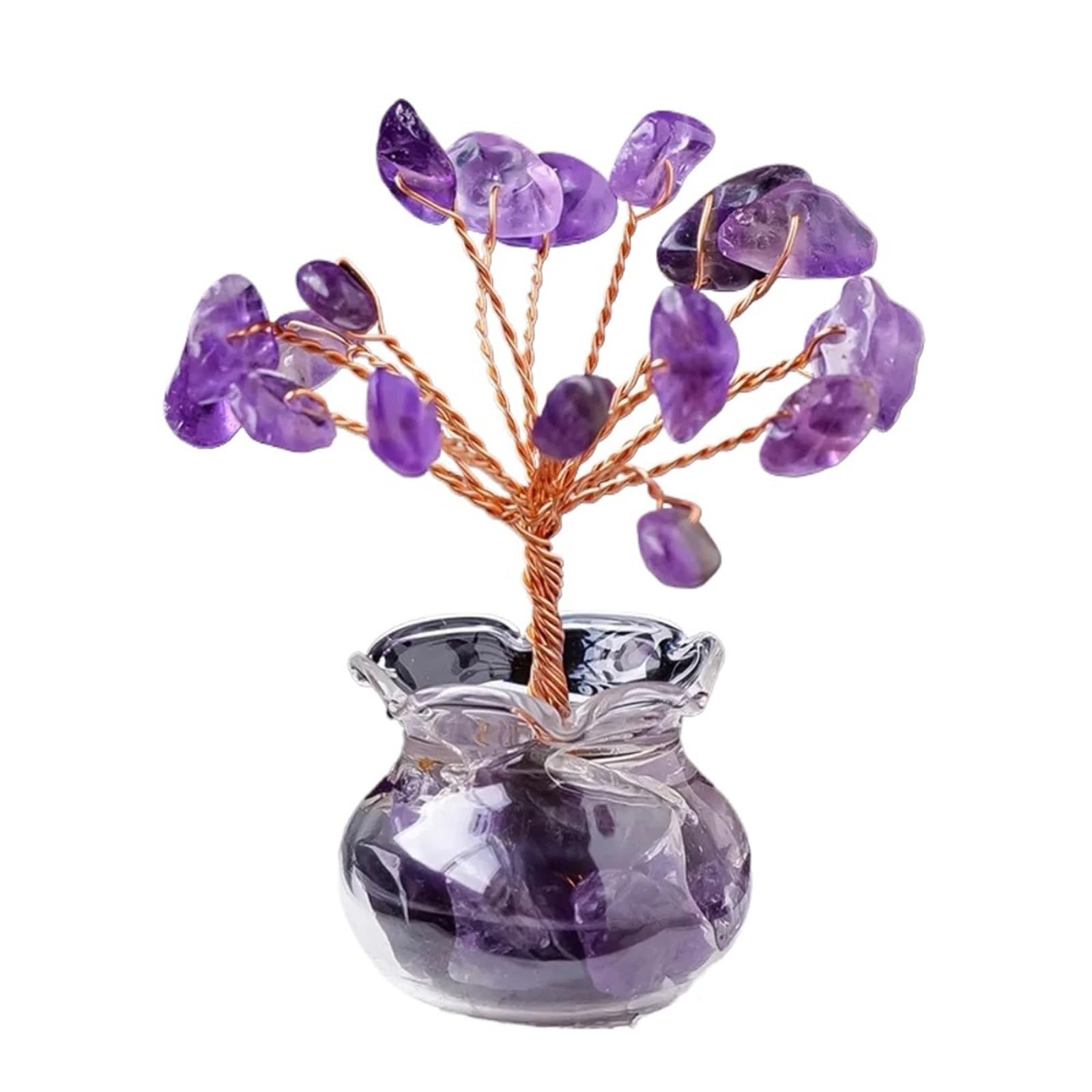 Dazhua 2Pcs Natural Crystal Tree for Healing - Good Luck Macadam Bonsai with Positive Energy(Amethyst)