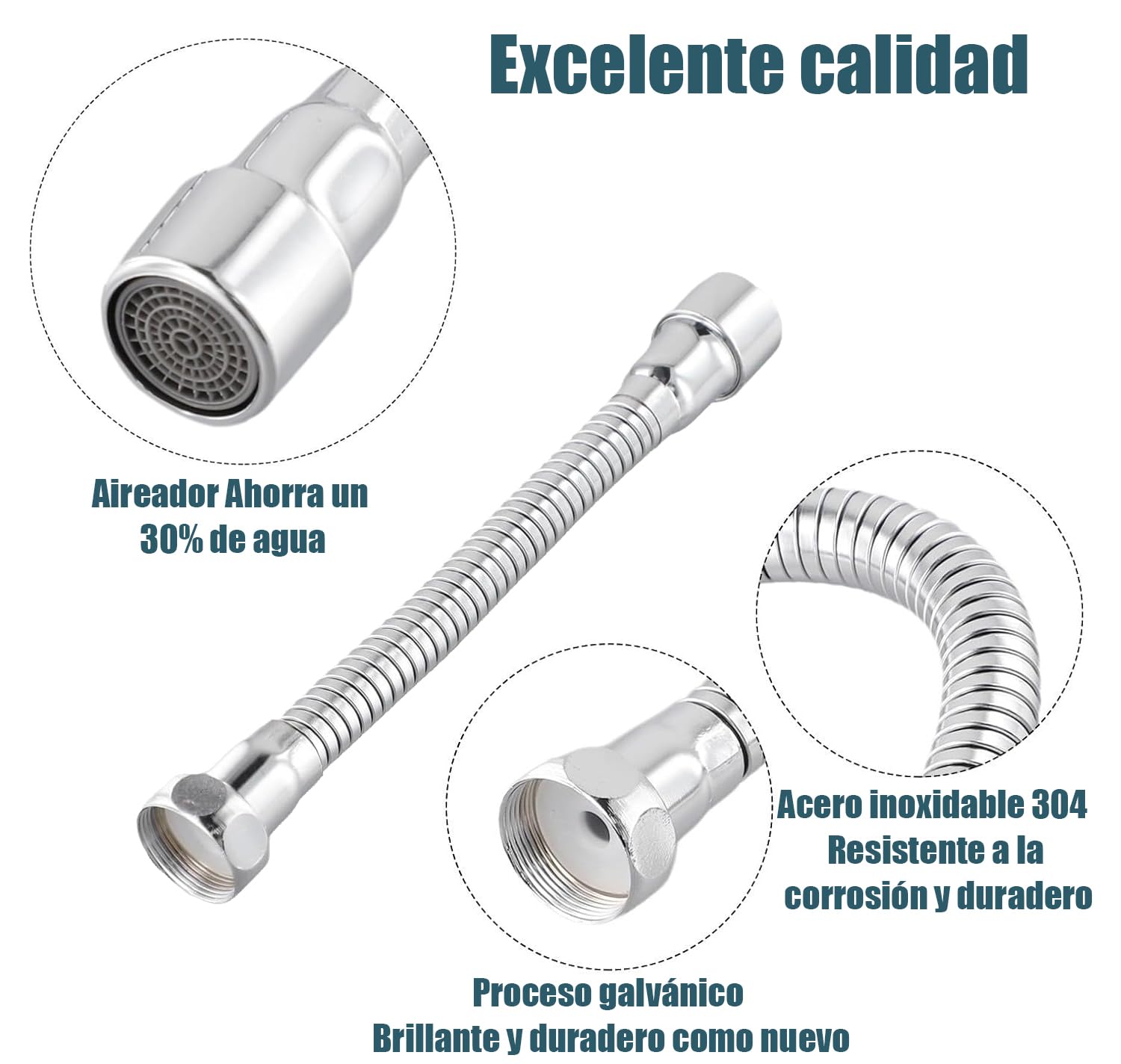 STOAT®Extensión de grifo 18cm de acero inoxidable 304.Orientación fija.Práctico para cepillarse los dientes, lavarse la cara y el pelo y para recoger el agua.