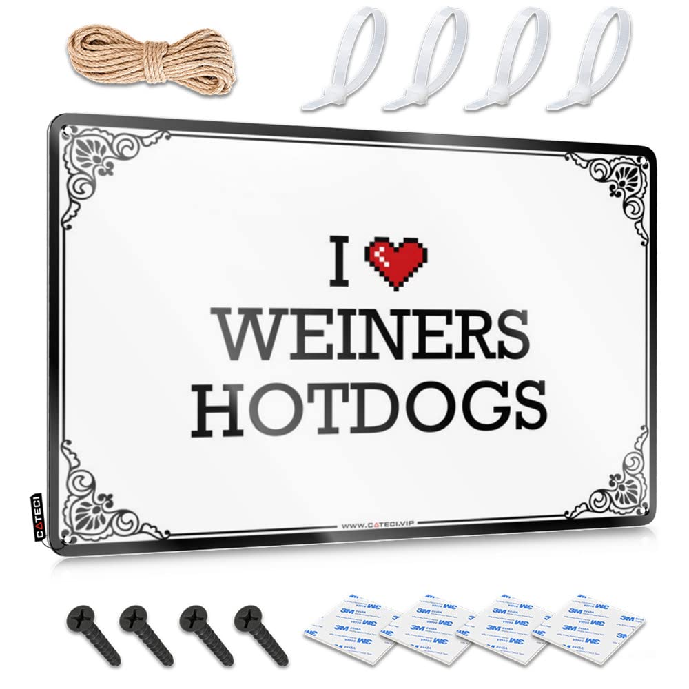 Farm Kitchen Decor Classroom Tin Sign - I Love Weiners Hotdogs Nice Rustic Wall Hanging(20X30CM)
