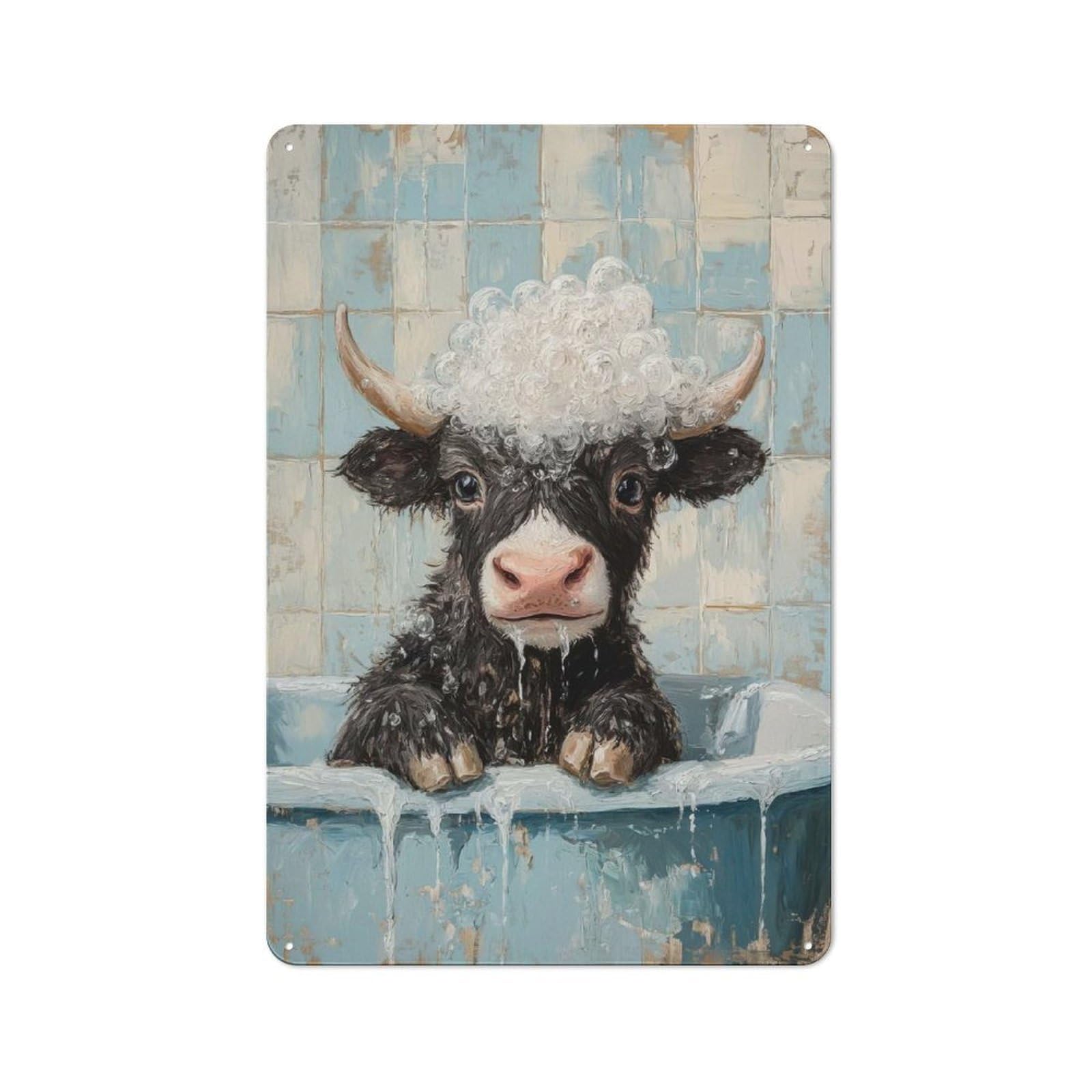 Yak in A Bath Workshop Style Metal Wall Decor 30x20cm, Garage Metal Sign for Workshop, Basement, Shed Or Games Room
