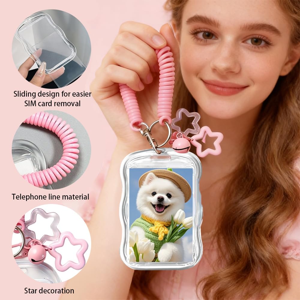 Portaphoto Trasparente Con Cordino E Campanella A Stella, 2 Pezzi In Silicone Per Carte E Badge
