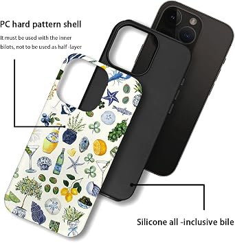 Compatible with iPhone 14 Pro Max,Durable & Shockproof Phone Case Cover Design - Green Collage Starfish Beach Plants
