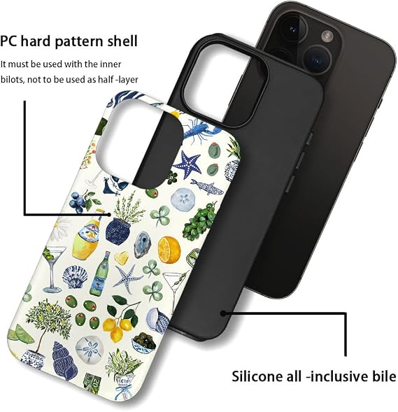 Compatible with iPhone 14 Pro Max,Durable & Shockproof Phone Case Cover Design - Green Collage Starfish Beach Plants