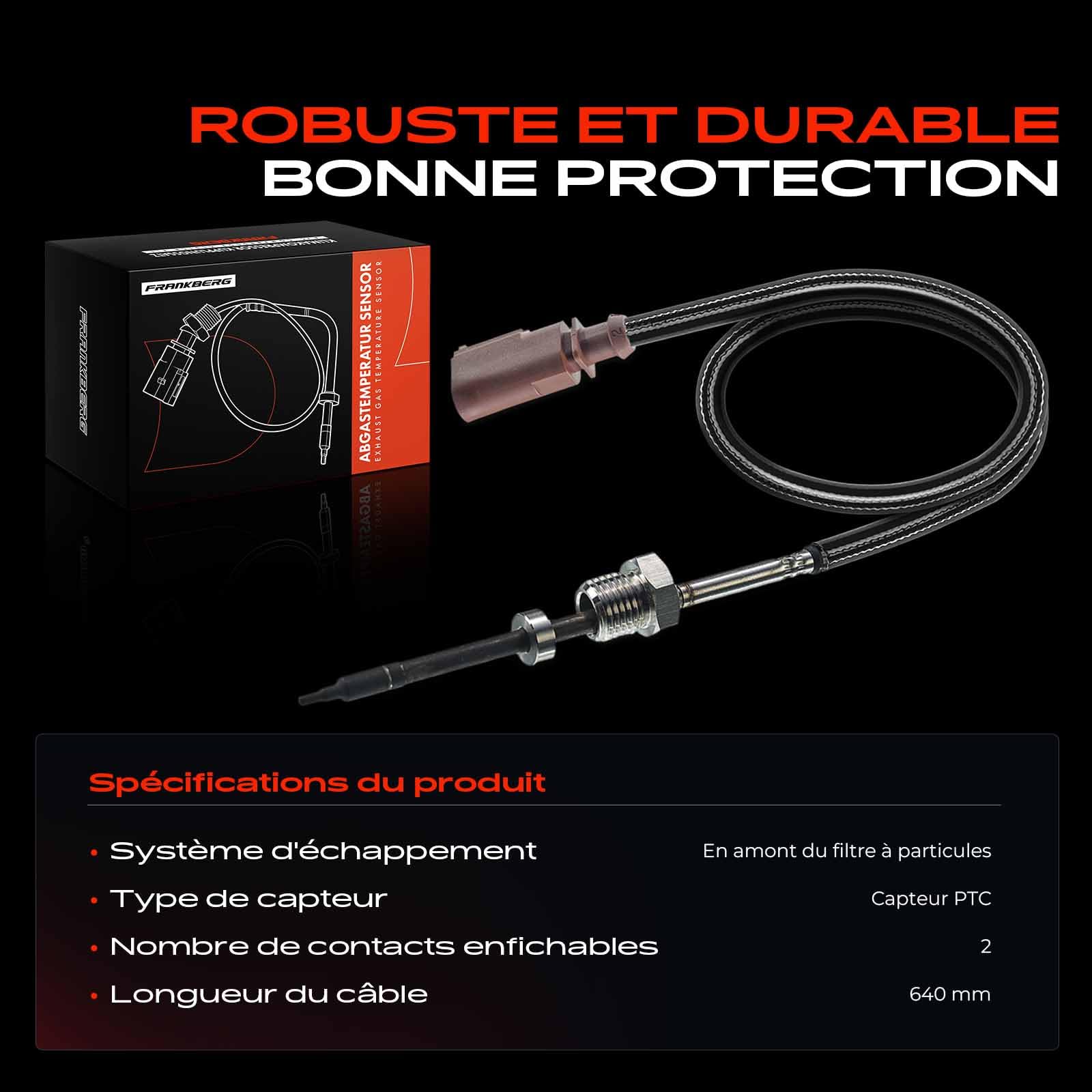 Frankberg Capteur de température des gaz d'échappement diesel 70906088AD | Compatible avec: ,T.r.a.n.s.p.o.r.t.e.r V Fourgon 7EA 7EH 7HA 7HH , 7HF 7HM