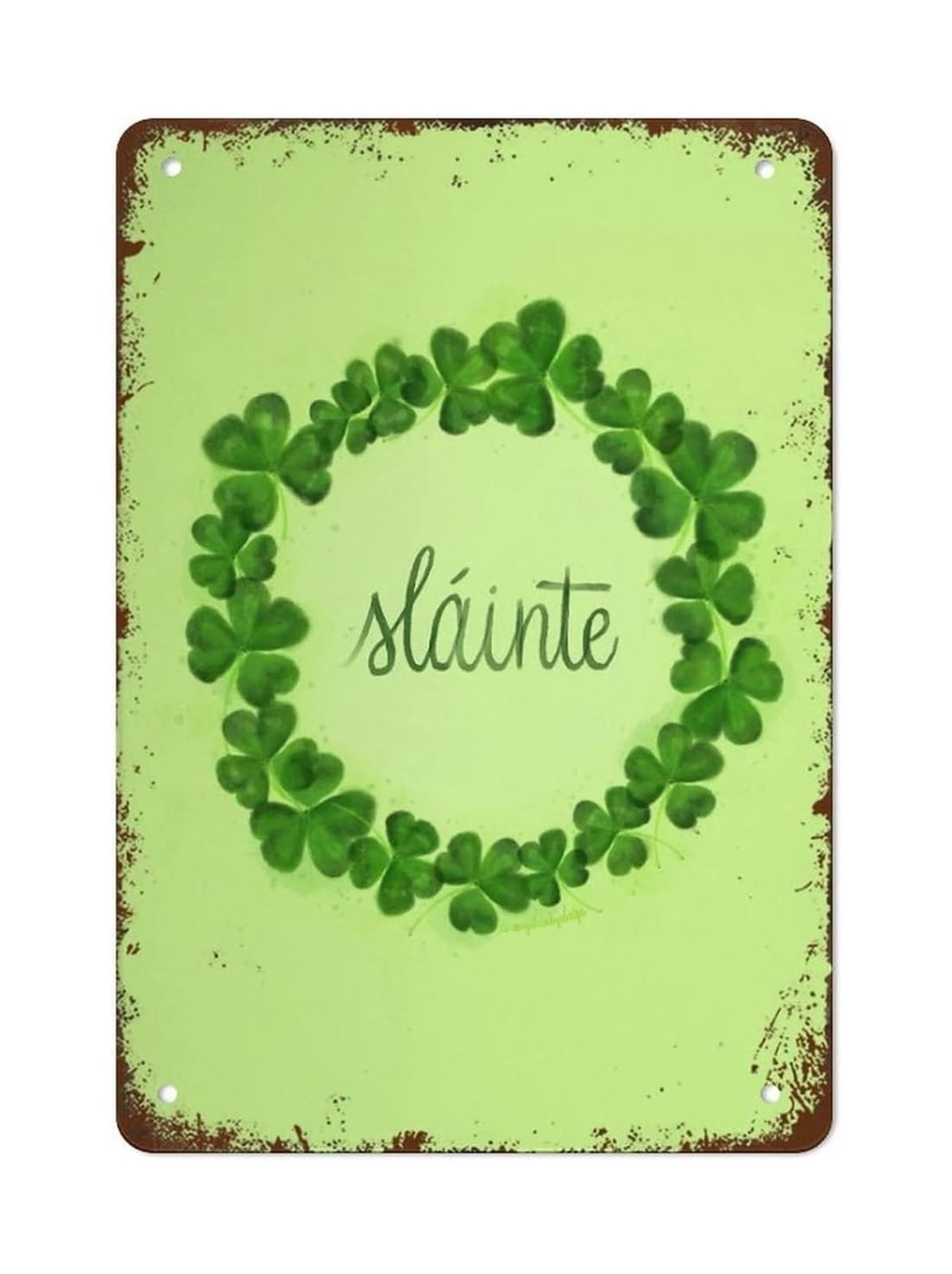 XHAJCSJWGD Lucky Wreath Metal Tin Sign St Patricks Day Decor Vintage Wall-Art with Shamrock Design for Home Bar Man Cave Irish Pub Sign (8 X 12 inch)