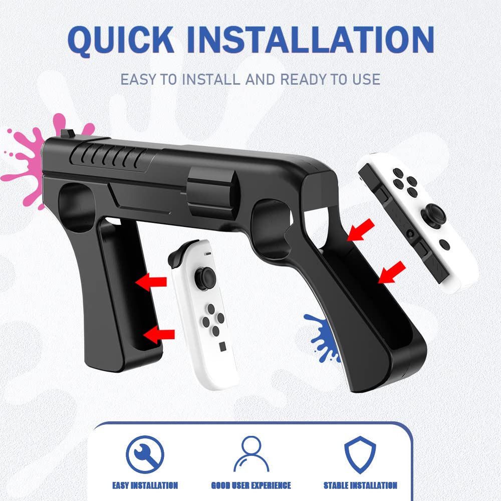 Zoazr Poignée de Pistolet Contrôle Sensoriel pour NS Switch OLED Accessoire de Jeu pour Splatoon3 Support pour Manette de Jeu en Plastique Noir