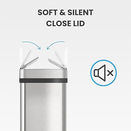 Miniatura 3 de iTouchless Bote de basura de acero inoxidable de 15 litros4 galones con sensor de tapa abierta, funcionamiento automático sin contacto, diseño