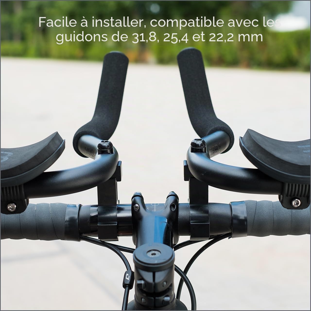 BBB Cycling AeroComfort Aerodynamic Handlebar Attachment - 35 mm Height Aluminium Armrest for Road Bikes and Triathlon - Non-Slip Grips BHB-59