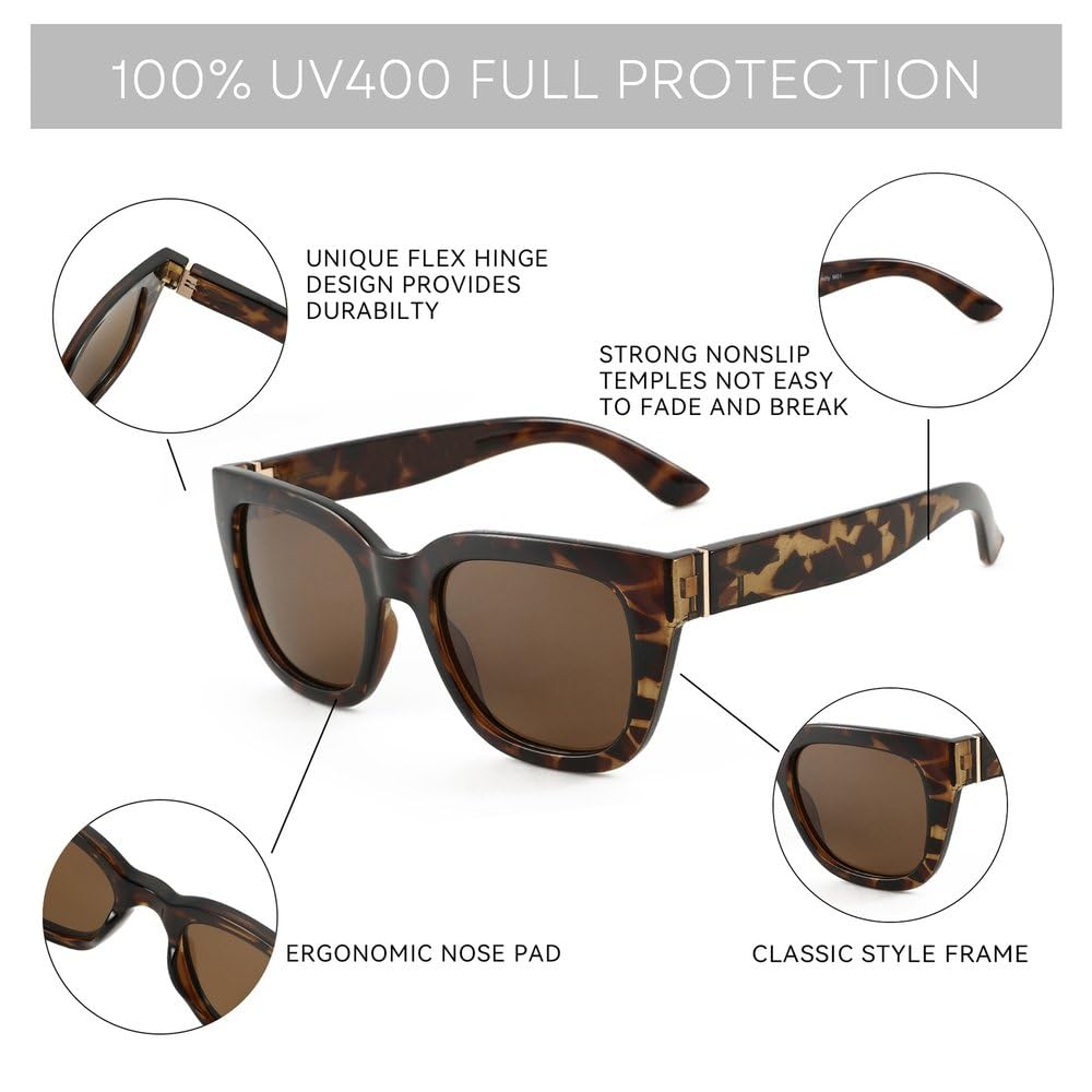 Gafas de sol polarizadas con diseño de mariposa para mujer, protección UV400, estilo ojo de gato.
