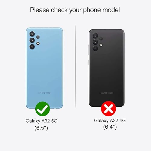 Miniatura 2 de JZASES Funda para Galaxy A32 5G, 2 en 1 magnética desmontable a prueba de golpes, funda de piel sintética con ranura para tarjeta para Samsung