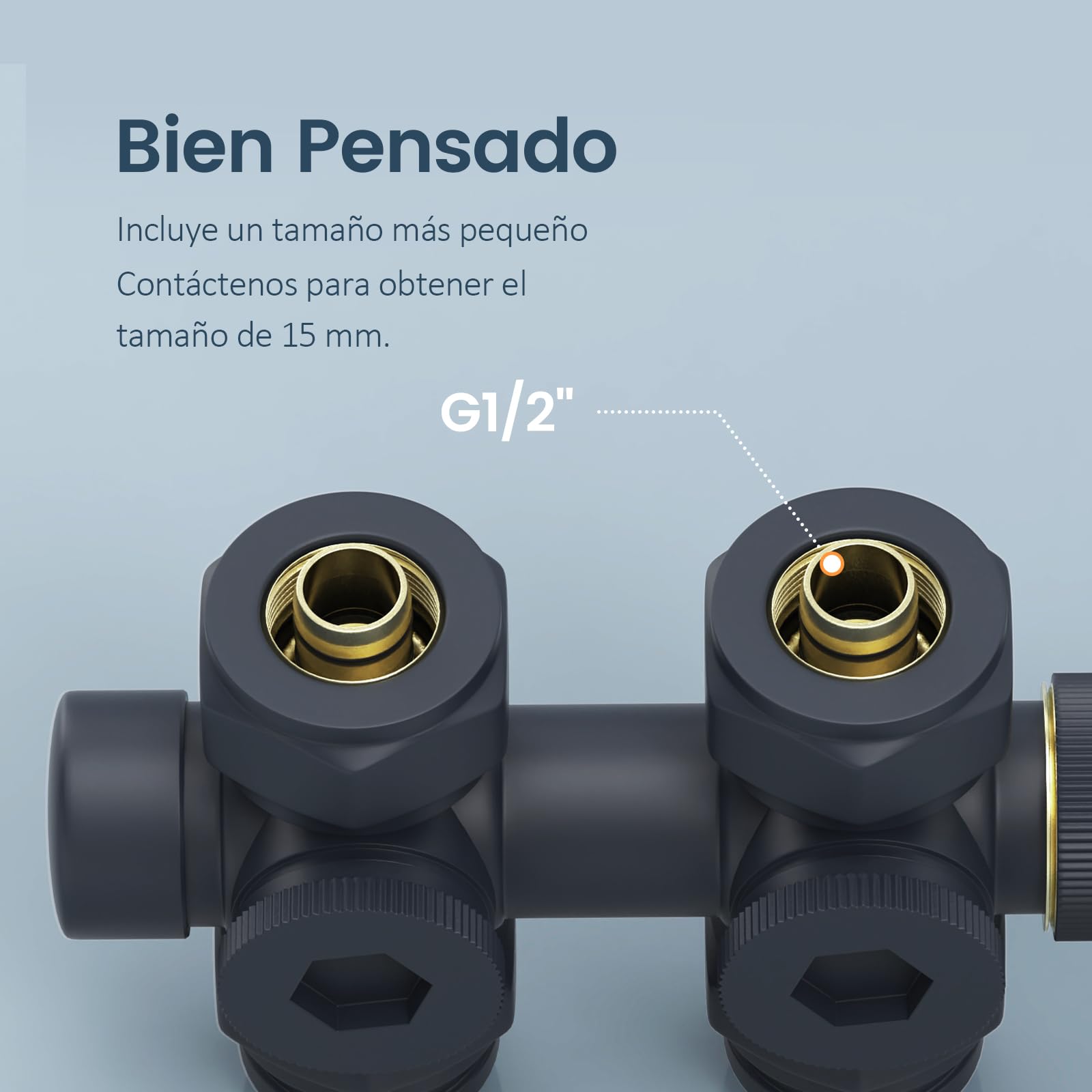 EMKE Conjunto Multiblock para Radiadores, Válvula de ángulo y en línea recta, Conexión central, Válvula de radiador con termostato, Antracita
