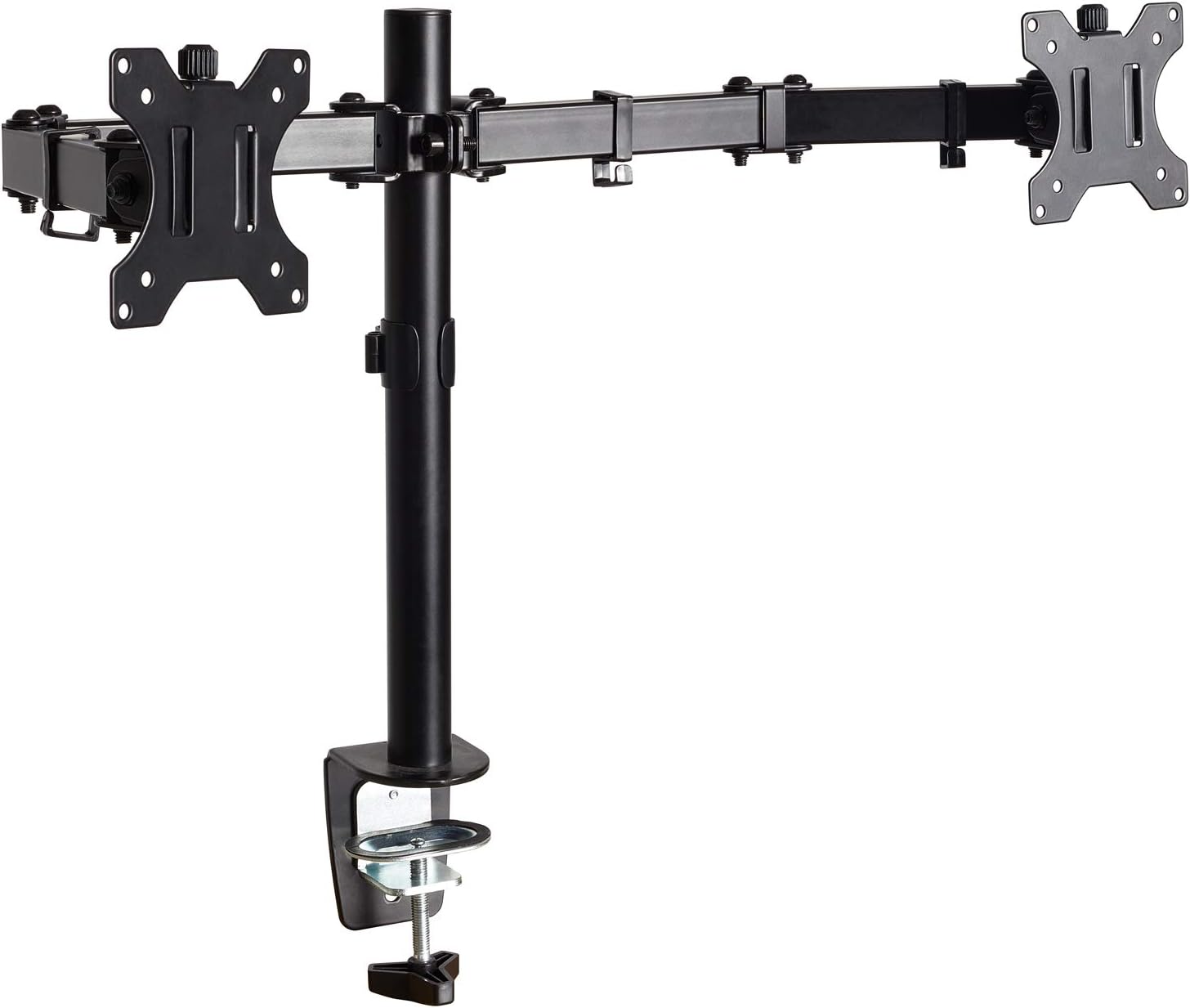 Super Cheap 🛒 Dual LCD Monitor Aludest Fully Adjustable Desk Mount Stand Fits 2 Screens up to 27 inch, 17 lbs. Weight Capacity per Arm…