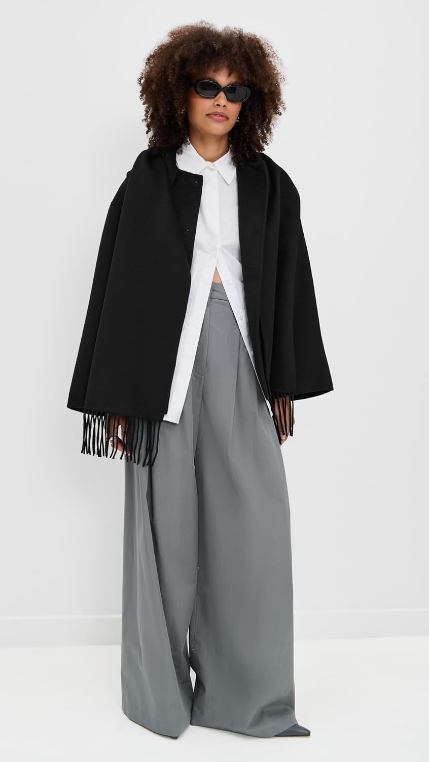 Women's Lana Wool Peacoat with Attached Scarf - Image 5