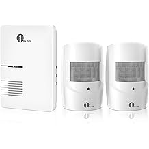 1byone Driveway Alarm, Home Security Alert System with 36 Melodies, 1 Plug-in Receiver and 2 Weatherproof PIR Motion Detector, 1000ft Wireless Transmission Range and 24ft PIR Detection Range