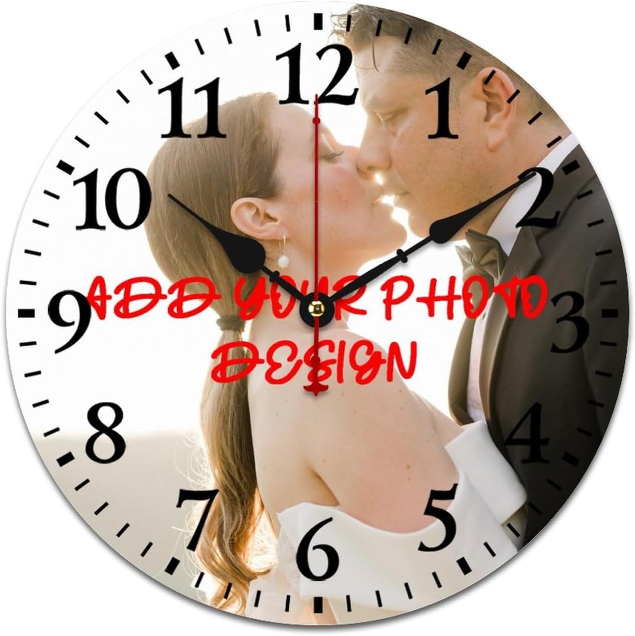 Custom Wall Clock Personalized, Coustom Round Wall Clock 16" Clock Modern Quiet Non-Ticking Wall Clock Easy to Read for Room Home Bedroom Kitchen Office School (Dial Plate Optional)