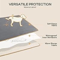 Vista 56 de Cobija impermeable para mascotas, a prueba de líquidos y orina, para sofá, cama, sillón, reversible, vellón, forro polar, protector de muebles