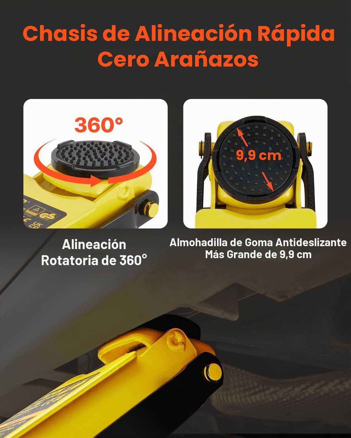 VEVOR Gato de Piso de Perfil Bajo 1,5 tonelada 585x250x137mm Gato de Carretilla Bajo Perfil Bomba Hidráulica Doble Herramienta de Elevación Baja,Material de Aluminio y Acero Amplio Rango de Elevación