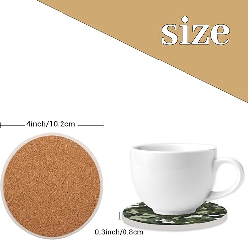Miniatura 2 de Coasters for Drinks,Camouflage Texture Absorbent Cork Coasters Fashion Camo Green Set Coasters Reusable Coasters for Home Office Coffee Bar
