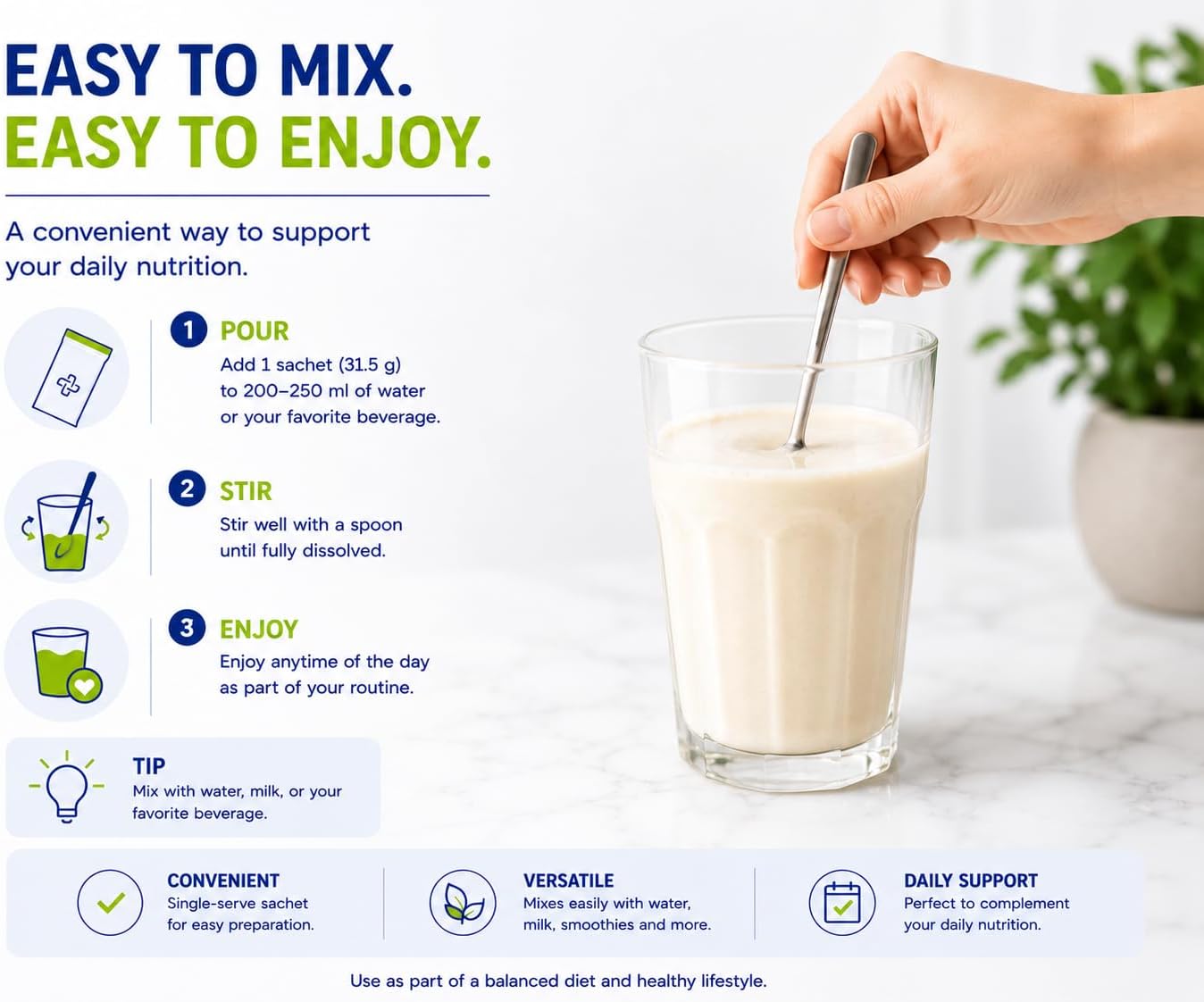 Nutrisite Daily Nutritional Protein Powder for Adults 15 Sachets with Whey Protein Amino Acids HMB L Arginine and Vitamins A C D Zinc for Muscle and Immune Wellness 1.11 Oz Each image 6