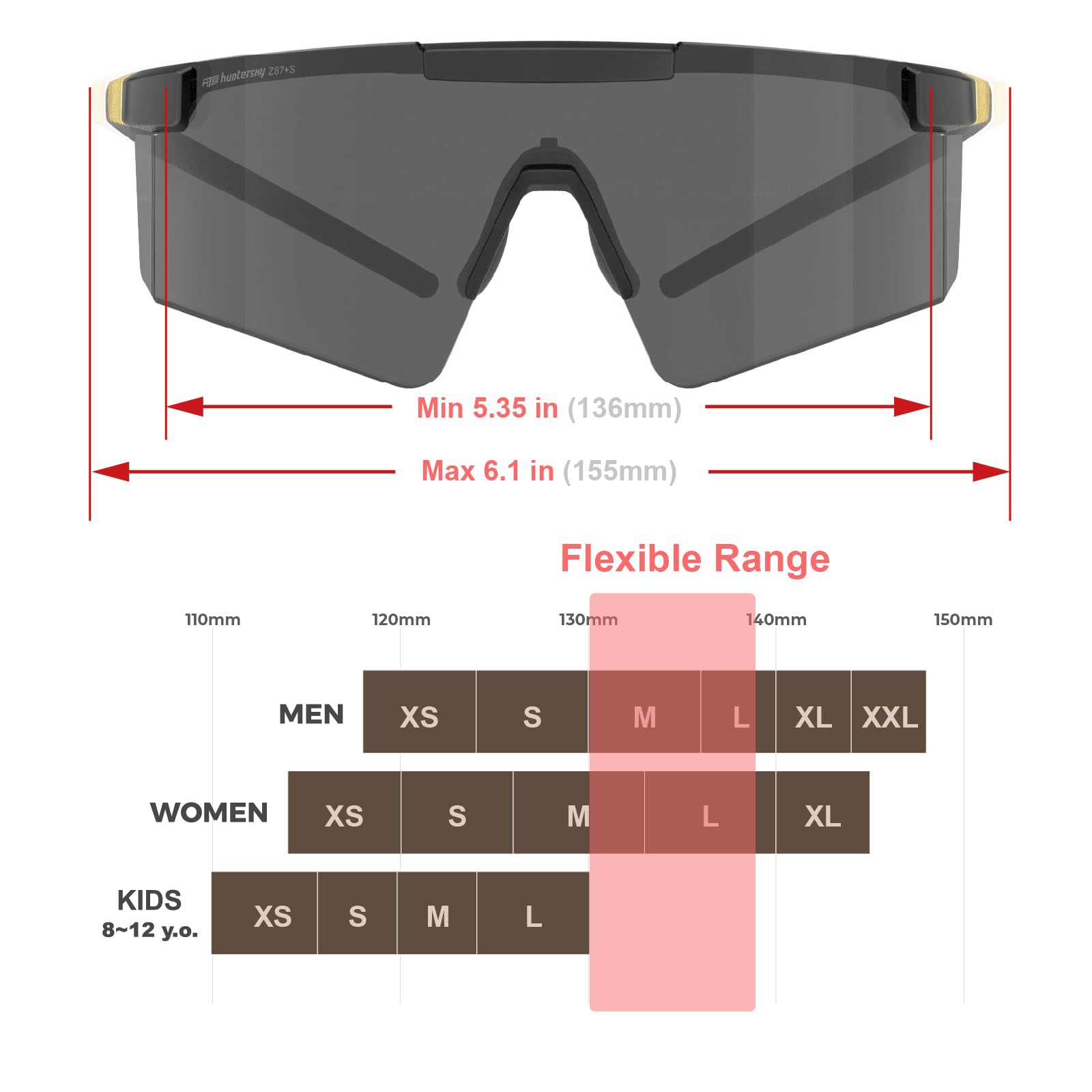 HTS HUNTERSKY Huntersky Z87 UV400 - Gafas de sol para hombre y mujer, para correr, ciclismo, béisbol, deportes al aire libre