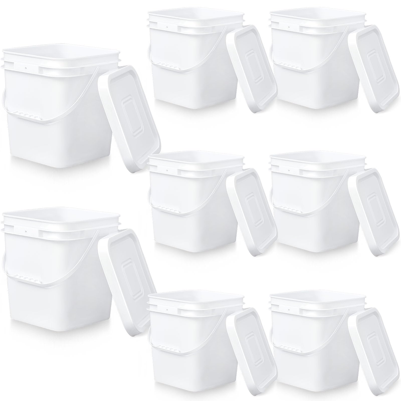 Mumufy 8 Pcs 3.5 Gallon Square Food Grade Bucket Square Bucket with Lid