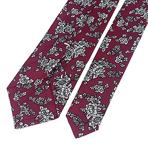 Image of Mantieqingway Men's Cotton Floral Neck Tie 2.56'' Printed Skinny Tie