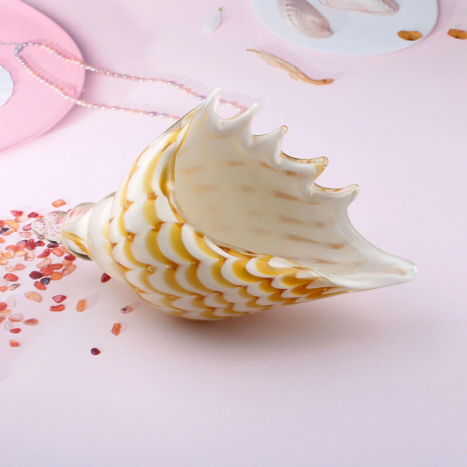 Muscheln, Glas Muscheln Gelb Kunst Hand Geblasen Figurine Home Dekoration Ornament