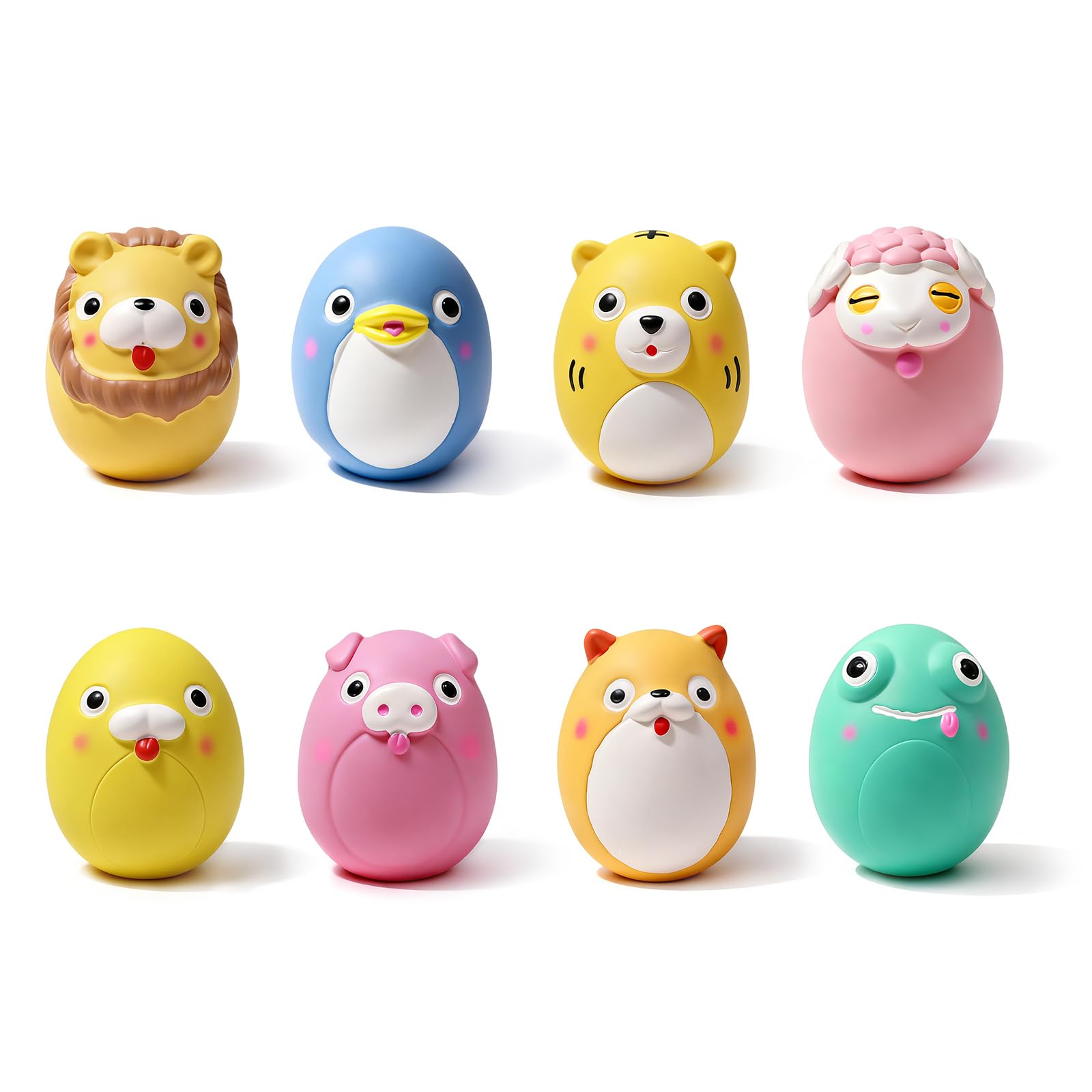 Bestwist Dog Squeaky Toy, Cute Latex Squeaky Dog Balls with Squeaker for Puppies Small Breeds, 8 Pack 2.4 Inch Interactive & Fetch Play Egg Ball for Relieves Boredom and Anxiety