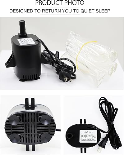 Miniatura 7 de 18w 270gph pequeña bomba de transferencia bomba de agua sumergible para peceras, estanques, acuarios, hidropónicos 110-120v60hz ideal para cubierta