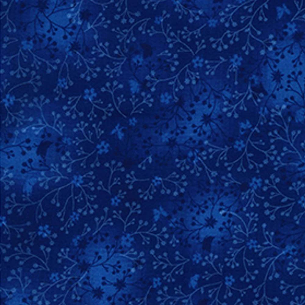 Oh Sew Crafty Limited Navy 100% Cotton Fabric Flutter Cotton Blender Floral Flower (Per Metre) (Navy)