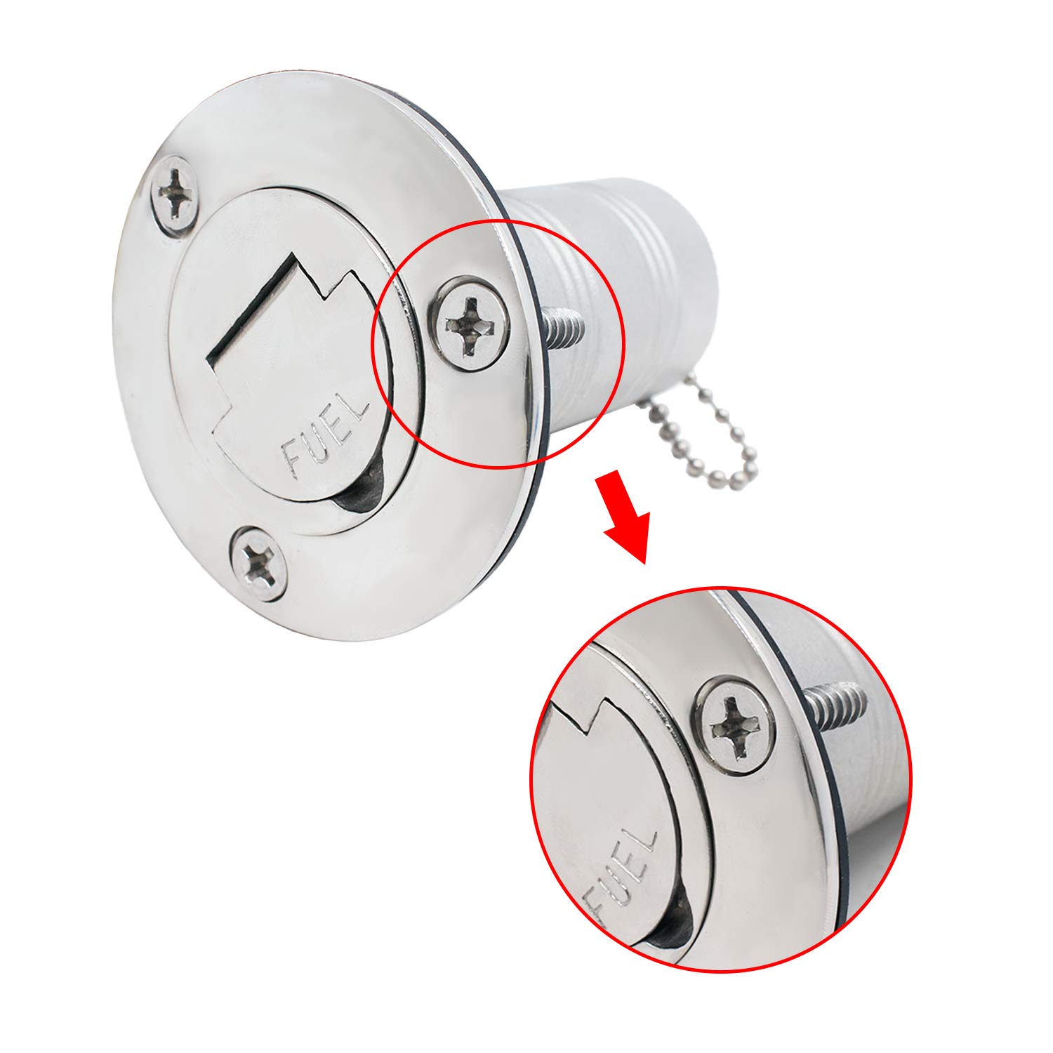 SHENGHUISS 1-1/2" Boat Deck Fuel Fill - 316 Stainless Steel, Keyless Flip Cap For Marine Use