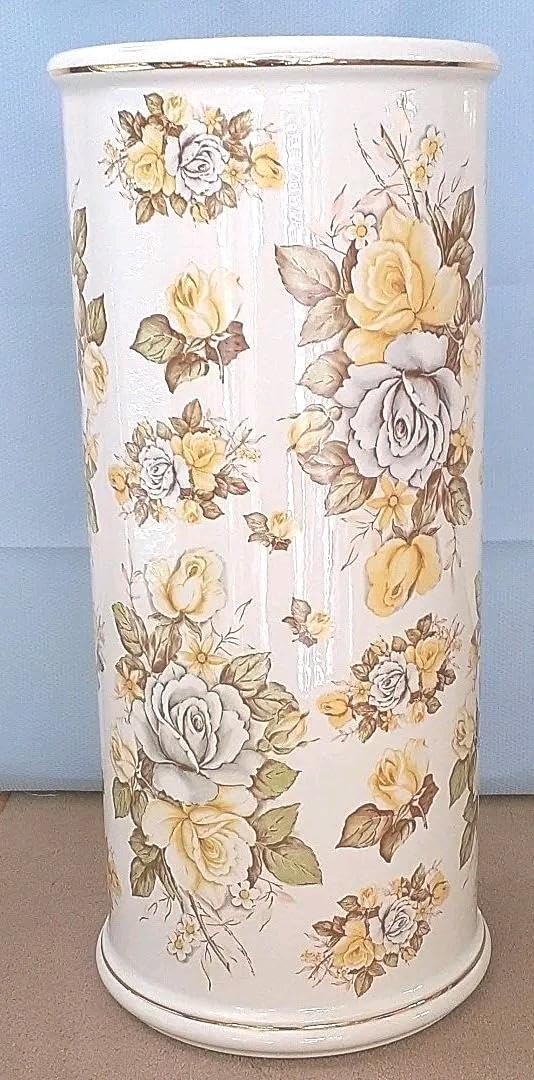 イタリア製　高級傘立て　陶器製　フラワー　ローズ　レインラック イタリア製 高級傘立て 陶器製 フラワー ローズ レインラック 高さ約50