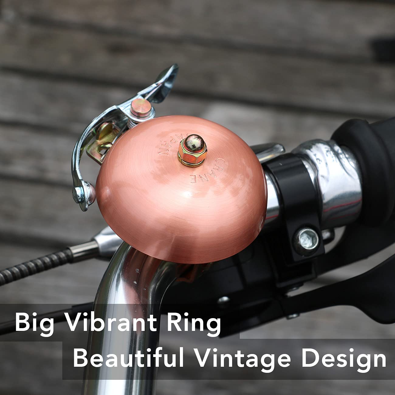 Crane Bike Bell, Brushed Copper, Suzu Bicycle Bell, Made in