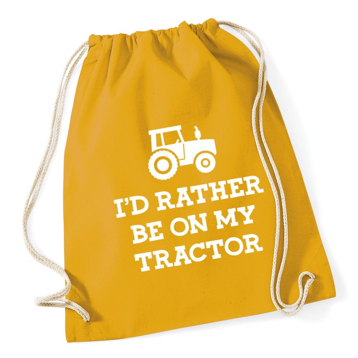 Hippowarehouse I'd rather be on my tractor farmer Drawstring Cotton School Gym Kid Bag Sack 37cm x 46cm, 12 litres