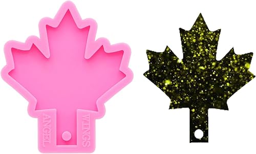 Molde de silicona para llavero de resina de hoja de arce brillante brillante para resina epoxi, etiqueta de equipaje DIY, molde de silicona para