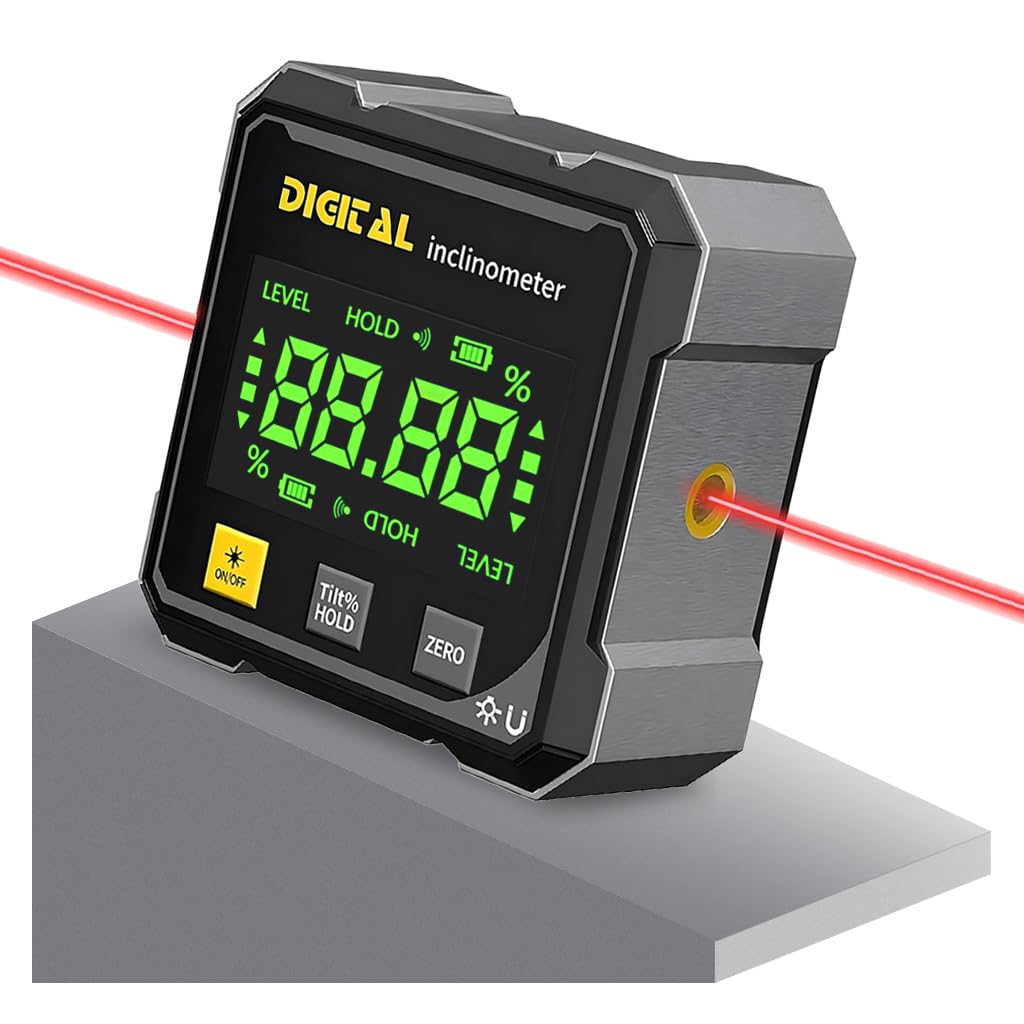 Serplex® LCD Digital Angle Finder with Laser, 4-Corner Magnetic Electronic Angle Gauge Cube Inclinometer, Miter Protractor for Table Saw, Woodworking Measuring Tool & Level Box-image-20
